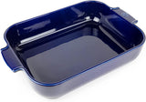 Peugeot Appolia Rechteckige Auflaufform Mit Griffen, Keramik, Schiefer / Grau, 8.3X40.5X27.2 Cm, Fassungsvermögen: Ca. 4 L, 60022 Stampi e teglie Naty Shop Blau