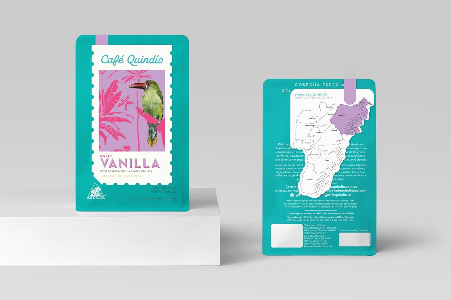 Caffè speciale Cafe Quindio - 100% chicchi di caffè Arabica, Colombia - con note naturali di vaniglia dolce (250 g) - ideale per caffè filtro, macchine portafiltro o French press