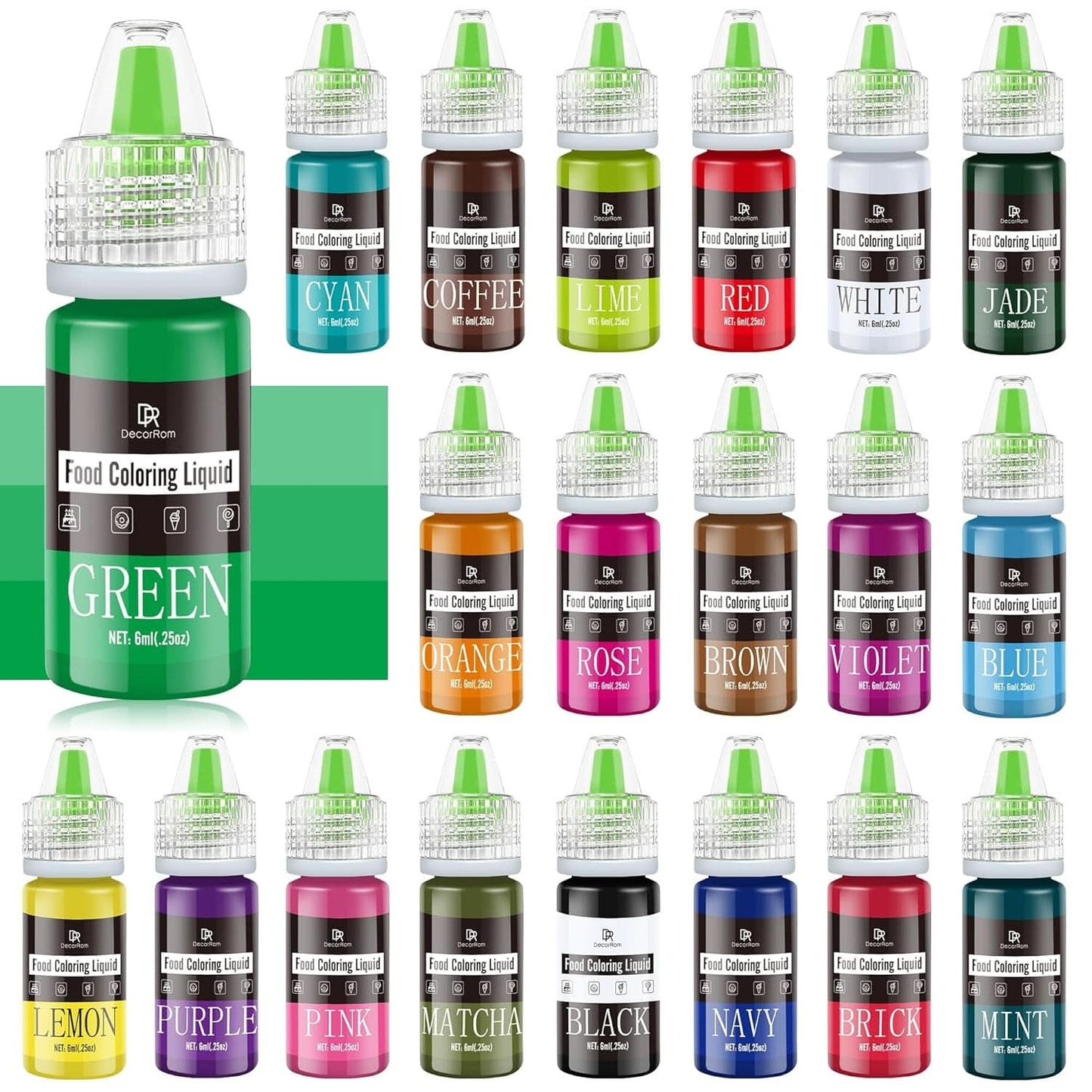 Colorante alimentare liquido, 10 ml Naty Shop 6 ml (set da 20 pezzi)