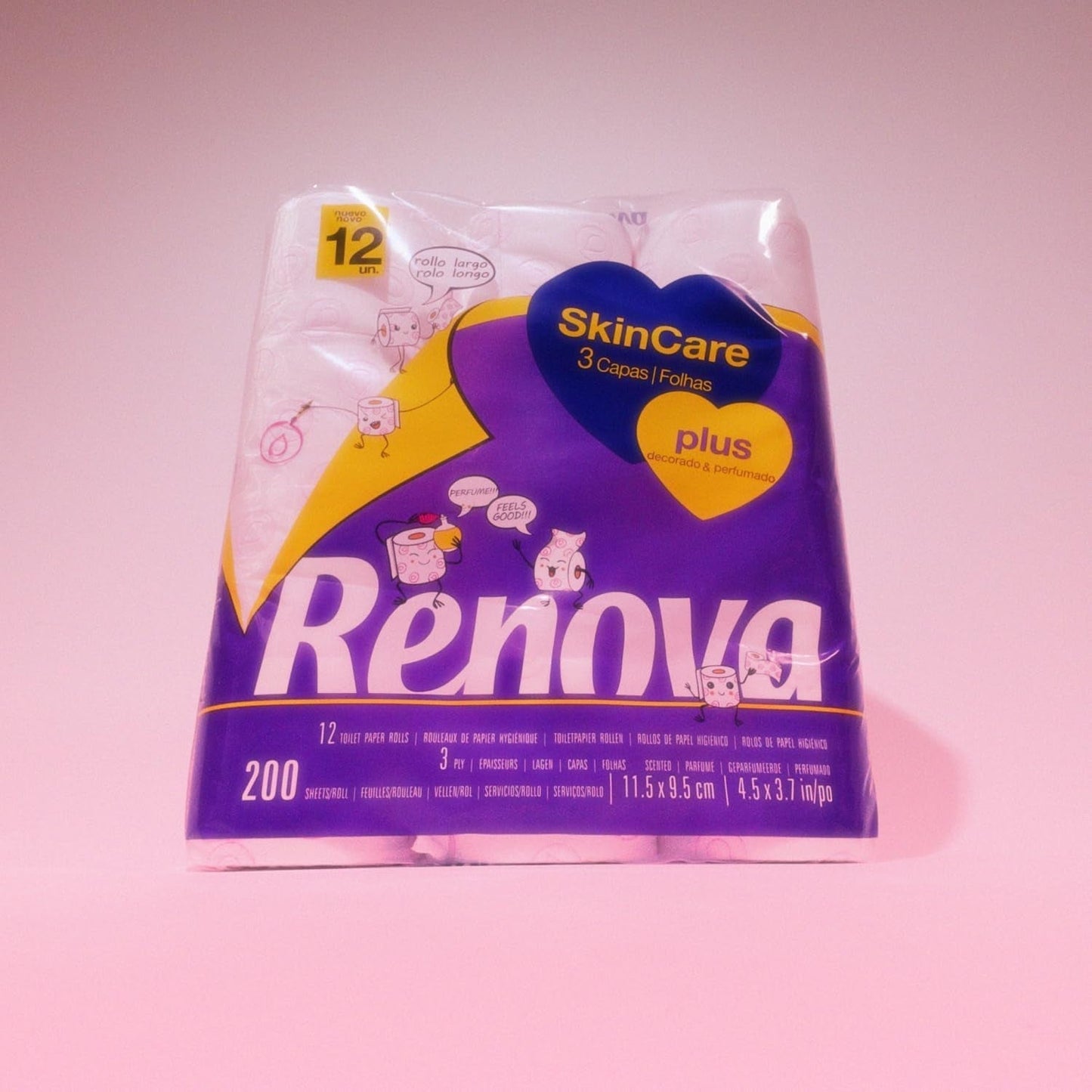 Renova - Carta igienica Skin Care Plus, Decorata, Profumata - 12 rotoli (Carta igienica)