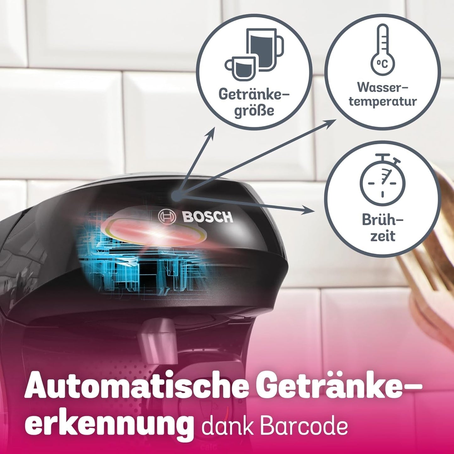 Bosch Tassimo Happy Friendly TAS102E Macchina per caffè a capsule, 70+ bevande, Adatta a tutte le tazze, Auto-Stop, Sostenibile, Dosaggio perfetto, Salvaspazio, 1400 W, Nero