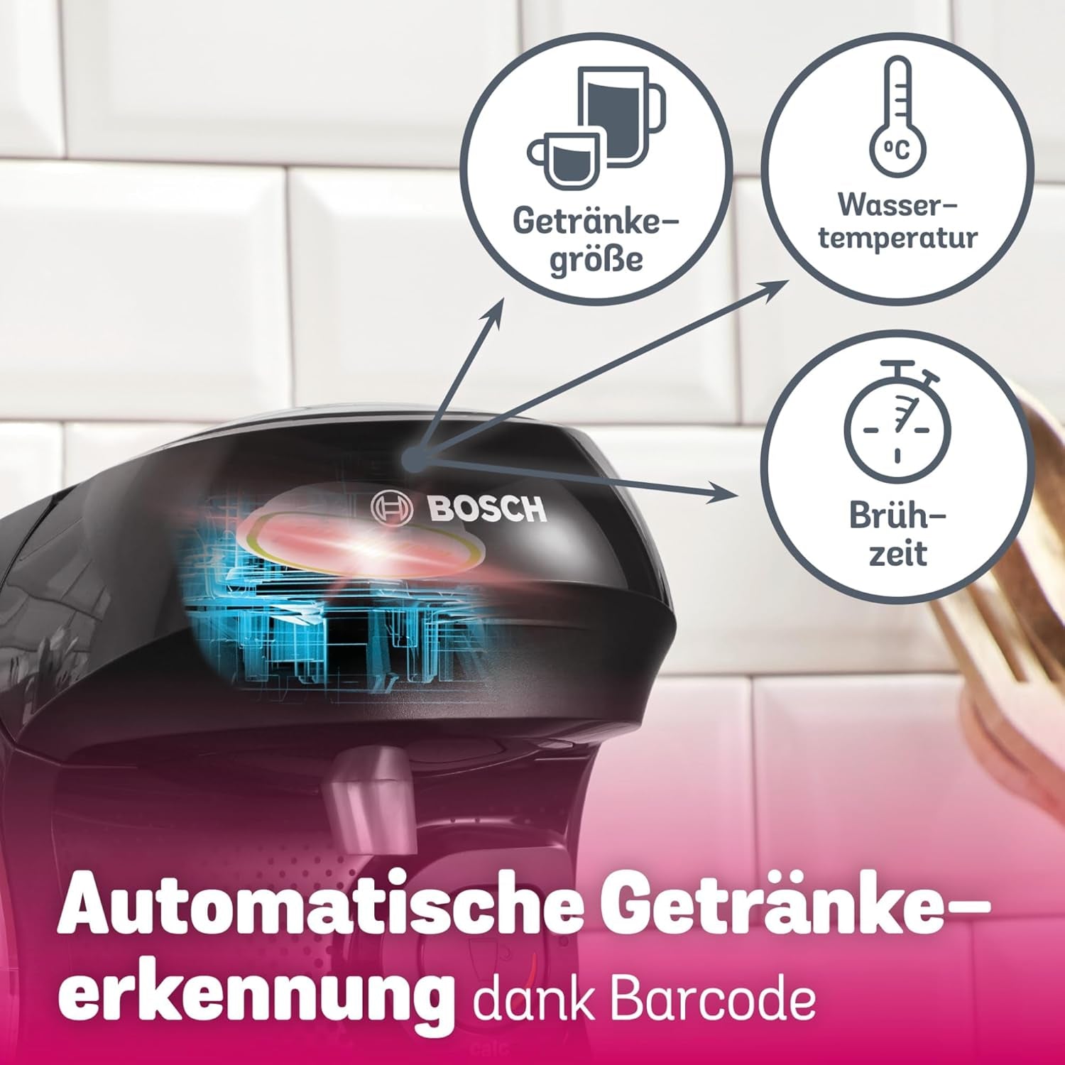 Bosch Tassimo Happy Friendly TAS102E Macchina per caffè a capsule, 70+ bevande, Adatta a tutte le tazze, Auto-Stop, Sostenibile, Dosaggio perfetto, Salvaspazio, 1400 W, Nero