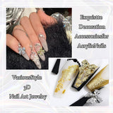 30 fiocchi per unghie in metallo, fiocchi color oro argento grigio, accessori per unghie, decorazioni per unghie per donne e ragazze, design per nail art