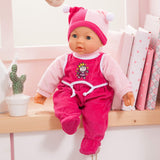 Funktionspuppe Hello Baby mit Geräuschen, bewegt den Mund, interattivo Puppe, Babypuppe, mit Zubehör, 46cm, rosa