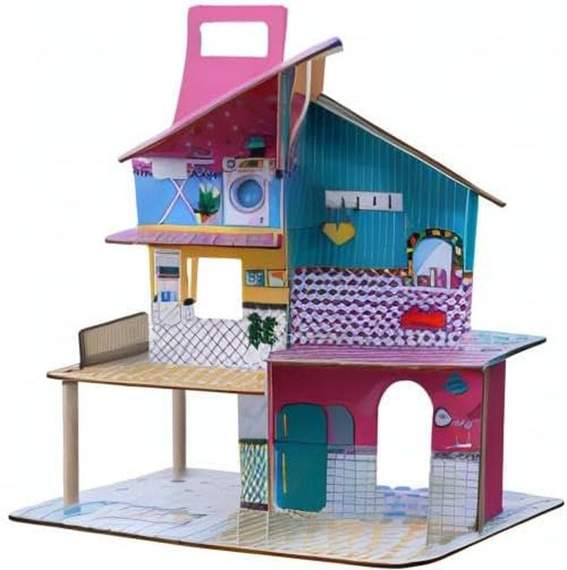Casa delle bambole in legno per bambini Olivia's Little World 360, bambole da 3,5 pollici e 12 accessori, multicolore TD-13260C