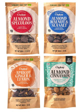 Set di 4 bocconcini biologici - Mandorle alla cannella/Mandorle alla cannella in cioccolato fondente belga/Senza zuccheri aggiunti, senza dolcificanti/VEGAN e COMMERCIO EQUO / 4 x 85 g
