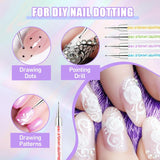 Sularpek 6 Pezzi Pinsel per Nail Art, Pinsel per Nail Art, Set di Pinsel per Nail Art, Set di Pinsel per Nail Art, Strumenti per punteggiare Nail Art con 1 applicatore a pennello in spugna, Accessori per Nail Art per design fai da te per Nail Art