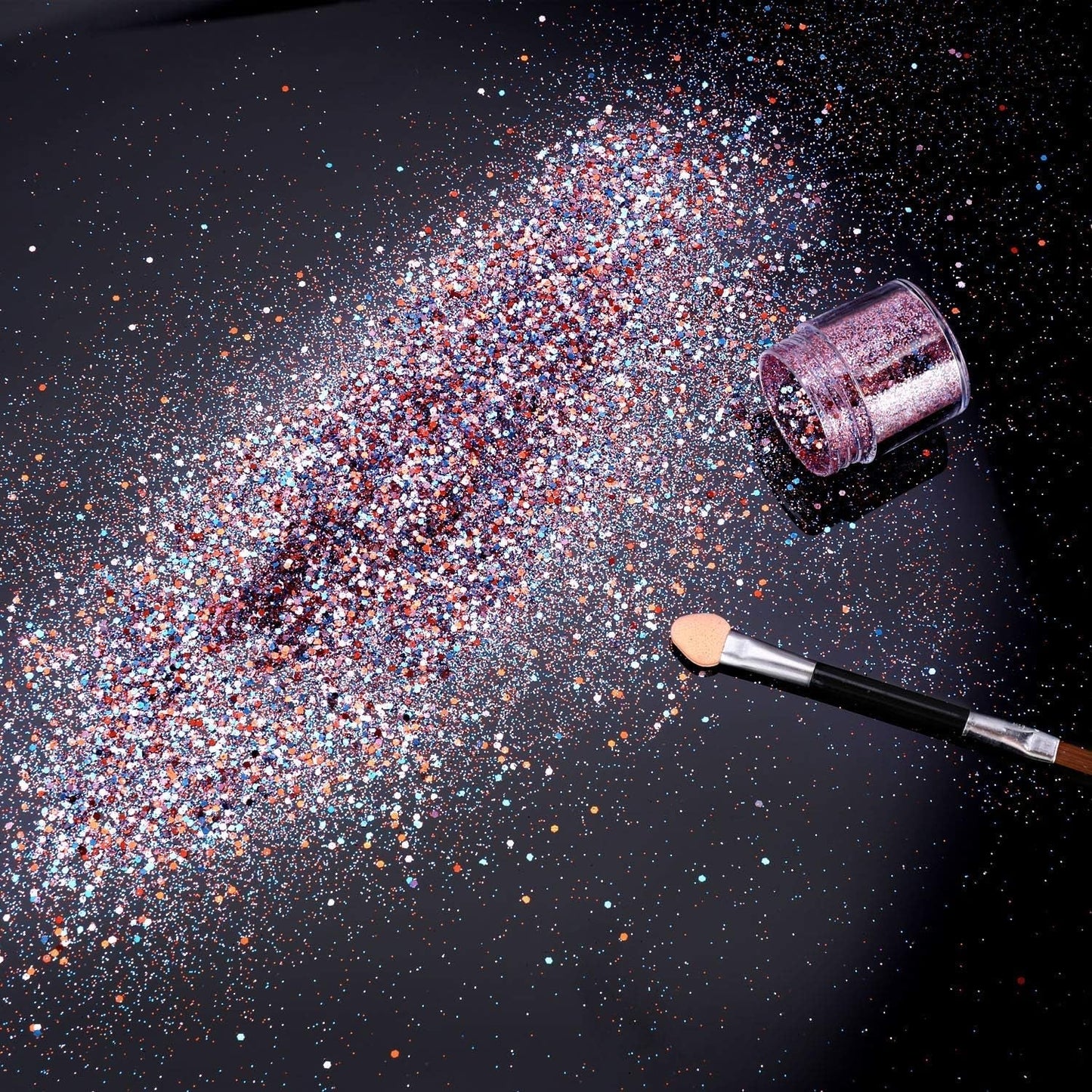 Howaf 12 scatole glitter per unghie viso corpo pennello glitter trucco glitter per unghie occhi labbra capelli decorazione del corpo Halloween Natale Festival mascherata accessori per il trucco