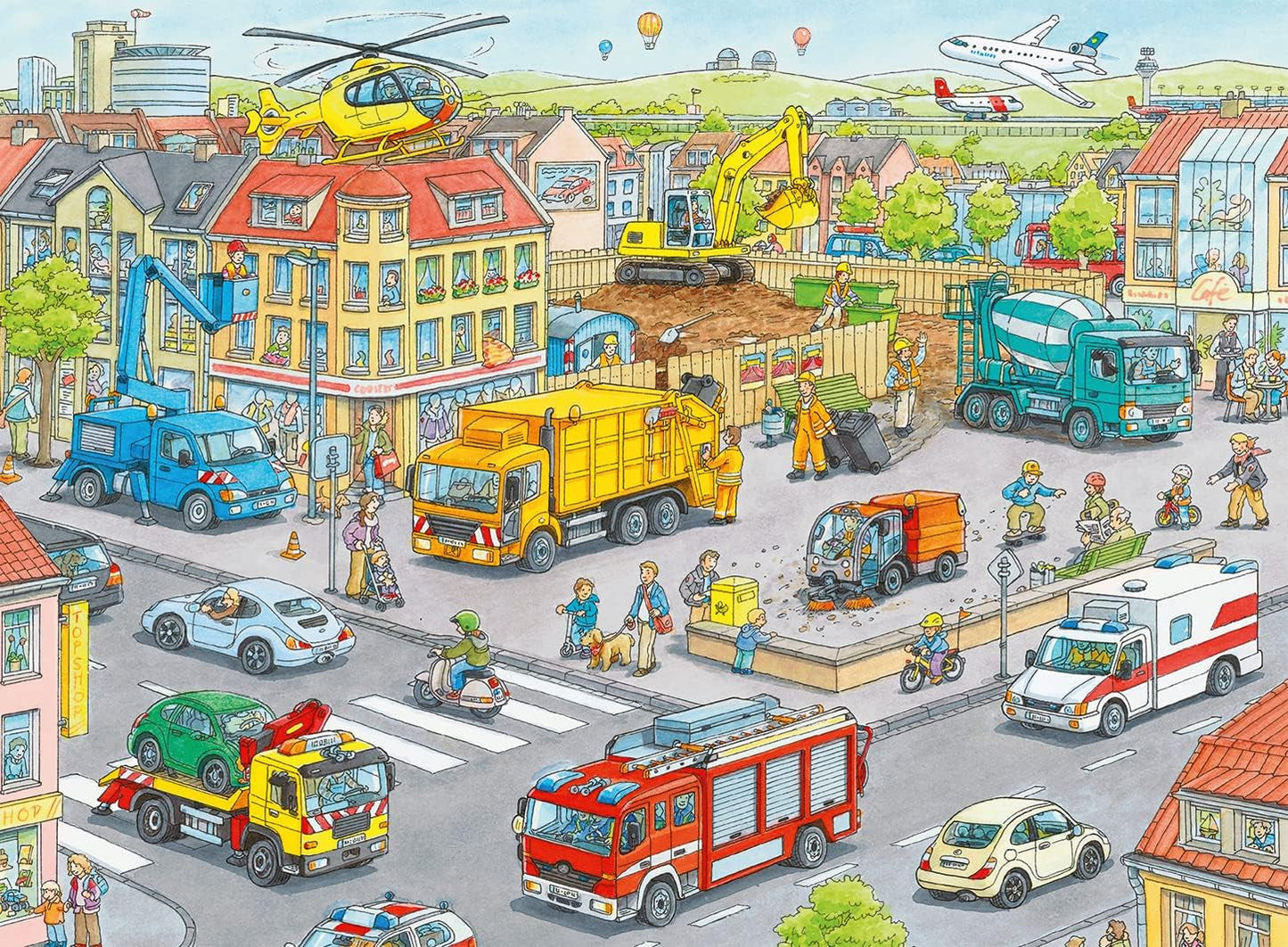 Puzzle per bambini Ravensburger - 10558 Veicoli in città - Puzzle per bambini dai 6 anni da 100 pezzi in formato XXL Puzzle Naty Shop