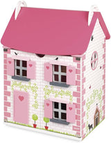 Janod - Casa delle bambole in legno Mademoiselle, 3 piani e 11 accessori, giocattolo replica, sviluppa l'immaginazione, dai 3 anni in su, J06581, Pink Naty Shop Dollhouses