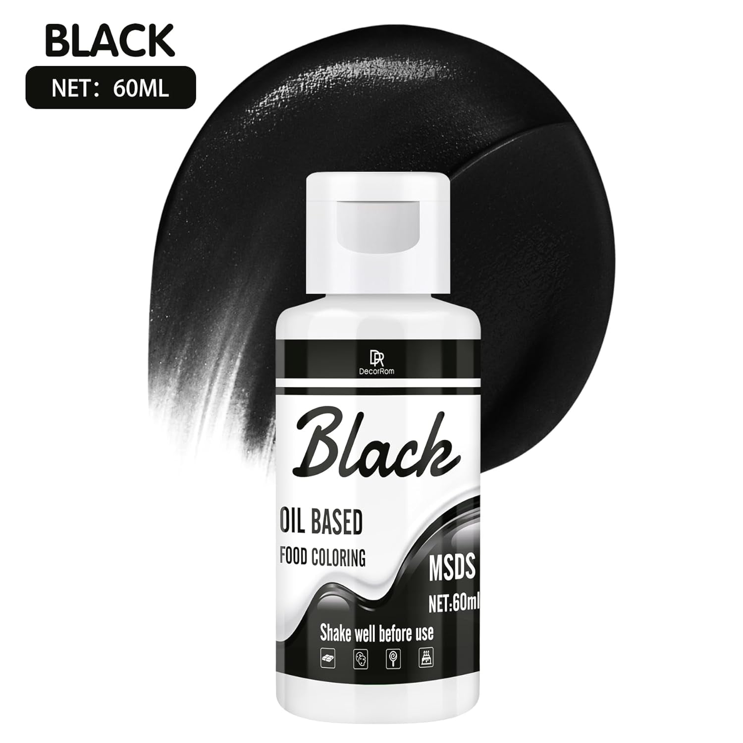 Colori dolci al cioccolato per cioccolato - 60 ml Colori dolci al burro per fondente, decorazioni per torte, dolci - Colorante alimentare fluido per burro di kakao, crema al burro, torta (nero) Naty Shop
