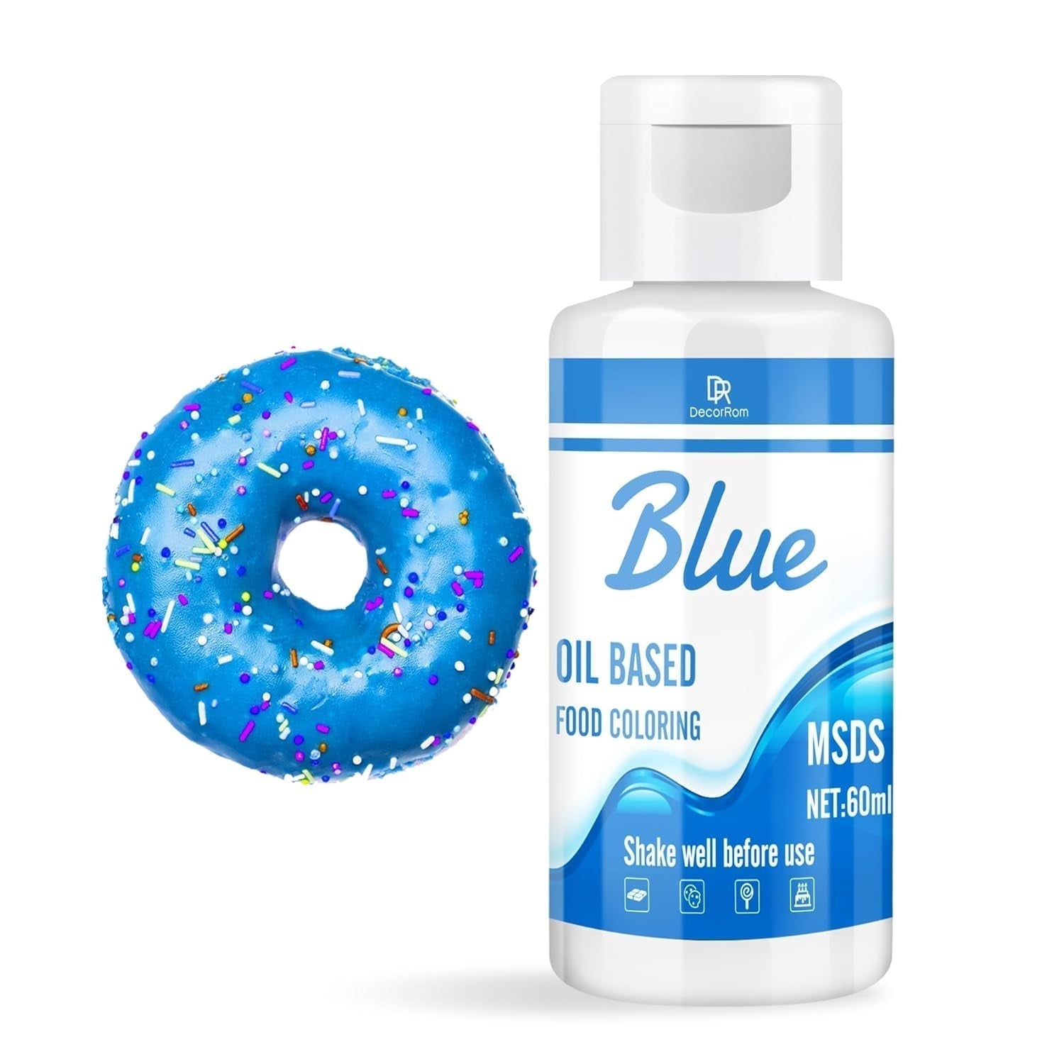 Farbe dolci dolci per cioccolato - 60 ml Olibasi dolci dolci per fondente, decorazioni torte, dolci - Colorante alimentare fluido per burro di kakao, crema al burro, torta (nero) Naty Shop Blu