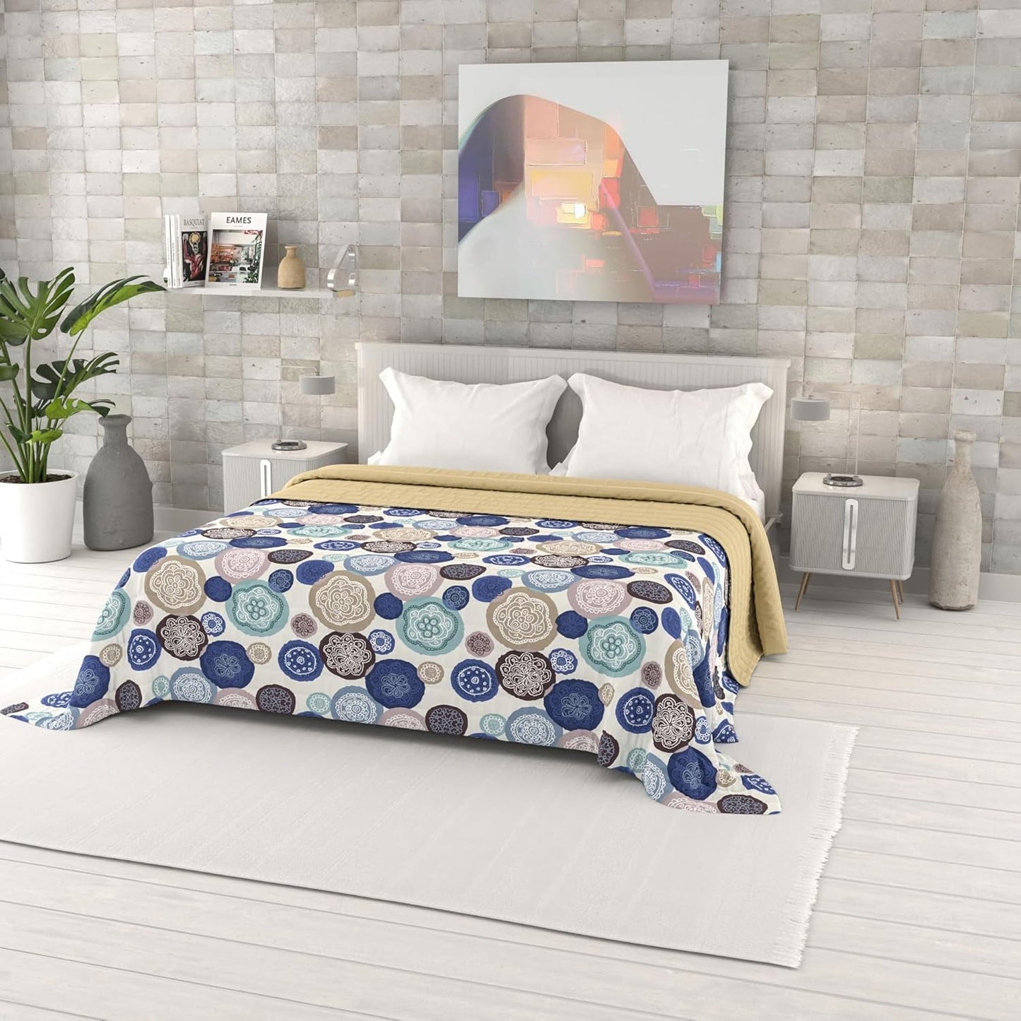 Trapunta estiva stampata fantasia, imbottitura in poliestere, Petali, 260X270Cm Trapunte e Trapunte Naty Shop Murrine 260X270Cm