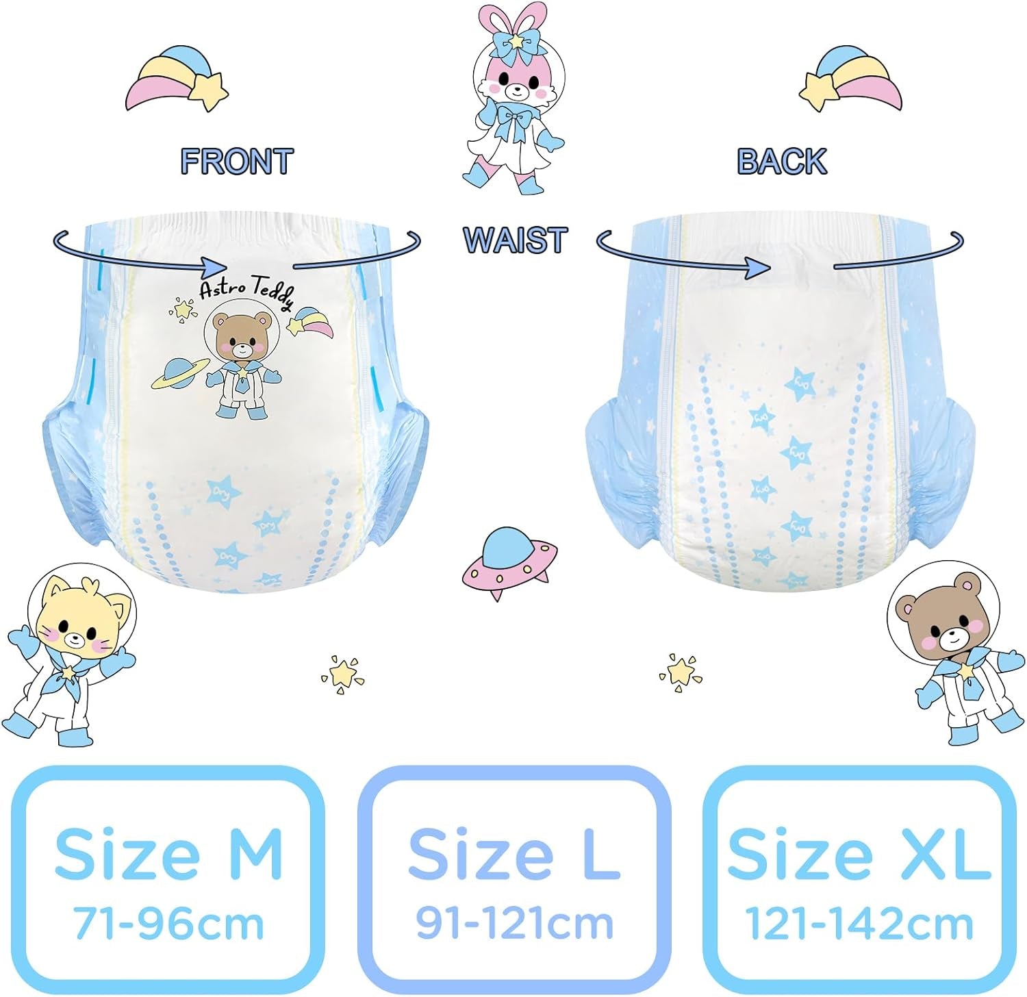 Pannolini stampati per adulti 5500-5800ml Confezione da 2, Assortimento casuale di 3 stampe - Astro Babies (L)