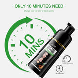 Shampoo istantaneo per capelli neri, Shampoo per tinture naturali per capelli, Copertura grigia al 100% - Facile e veloce, Colore semipermanente per capelli neri, Shampoo per tinture per capelli per uomini e donne Tinture per capelli Naty Shop