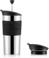 Bodum K11067-01 Caffettiera da viaggio in acciaio inossidabile nera con coperchio di ricambio 350 ml