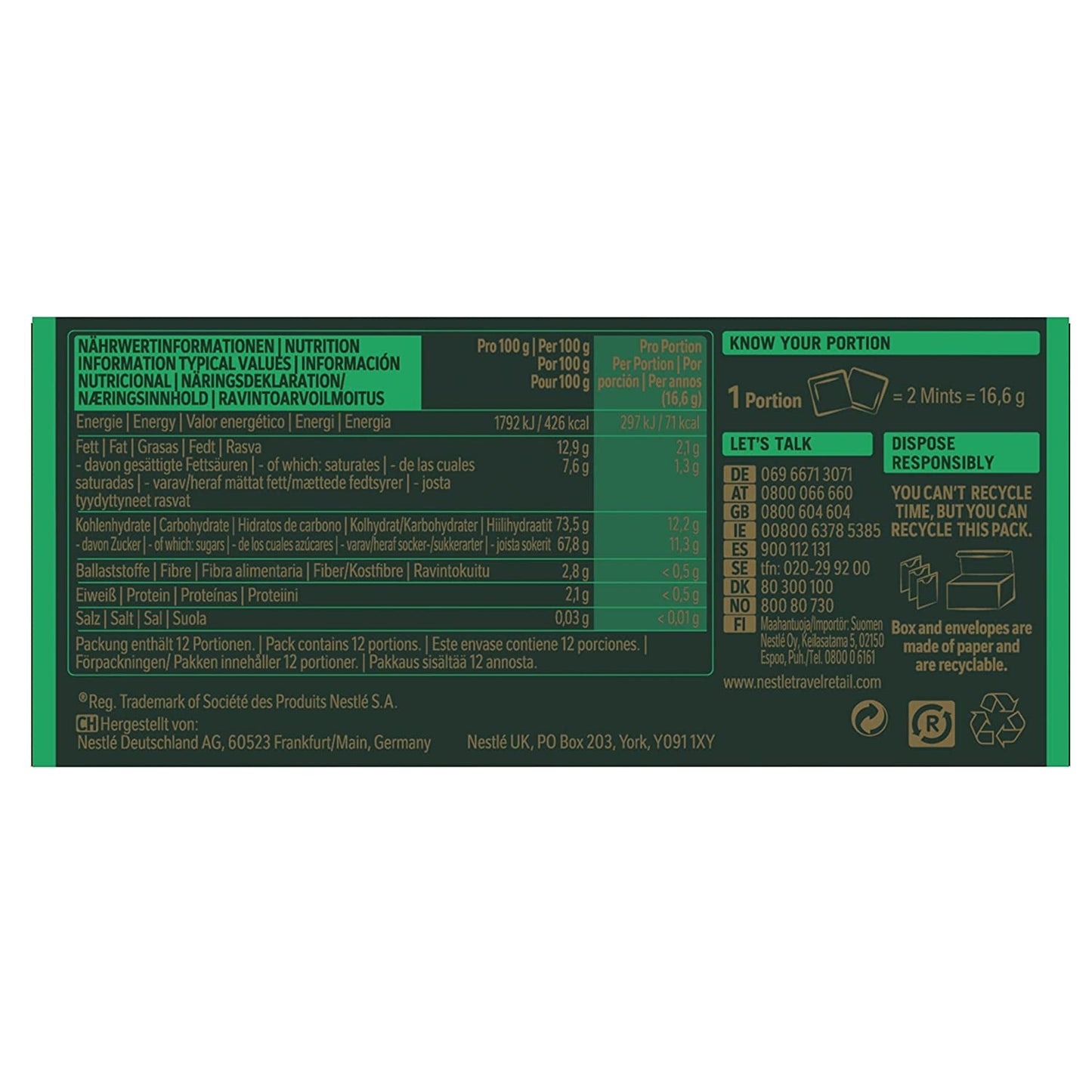 NESTLÉ AFTER EIGHT Quadretti sottili di cioccolato fondente con ripieno di crema alla menta per intenditori, confezione da 5 (1 x 200 g)