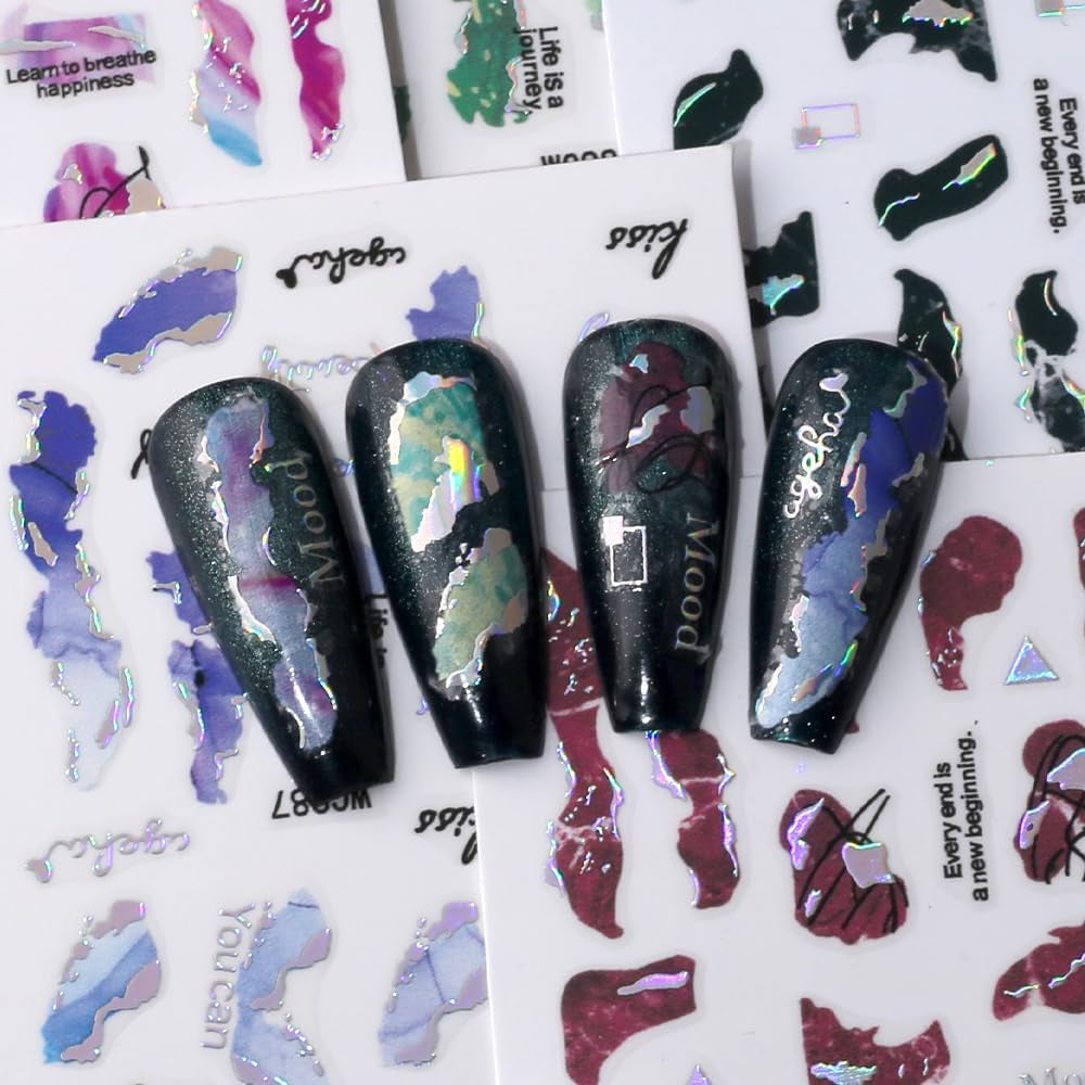 Adesivi per unghie in marmo 6 colori adesivi autoadesivi argento bronzer adesivi per unghie in marmo sbocciato Adesivi per unghie in marmo 3D accessori di design adesivi per nail art set di adesivi per unghie lamina per unghie