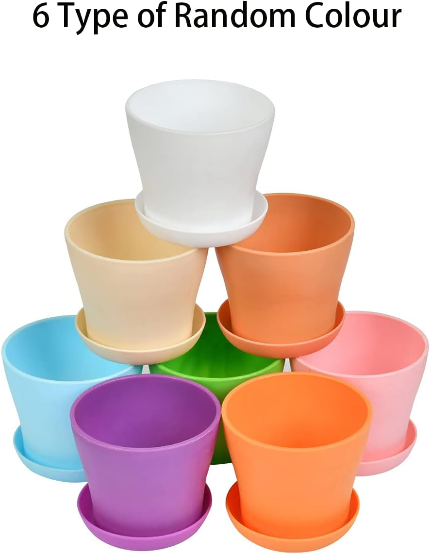 Vasi da fiori grandi in plastica da 20 cm con piattini, vasi da fiori bianchi autoirriganti con piattini, vasi per piantine in plastica, vasi ispessiti per piantagioni interne ed esterne (6 pezzi)