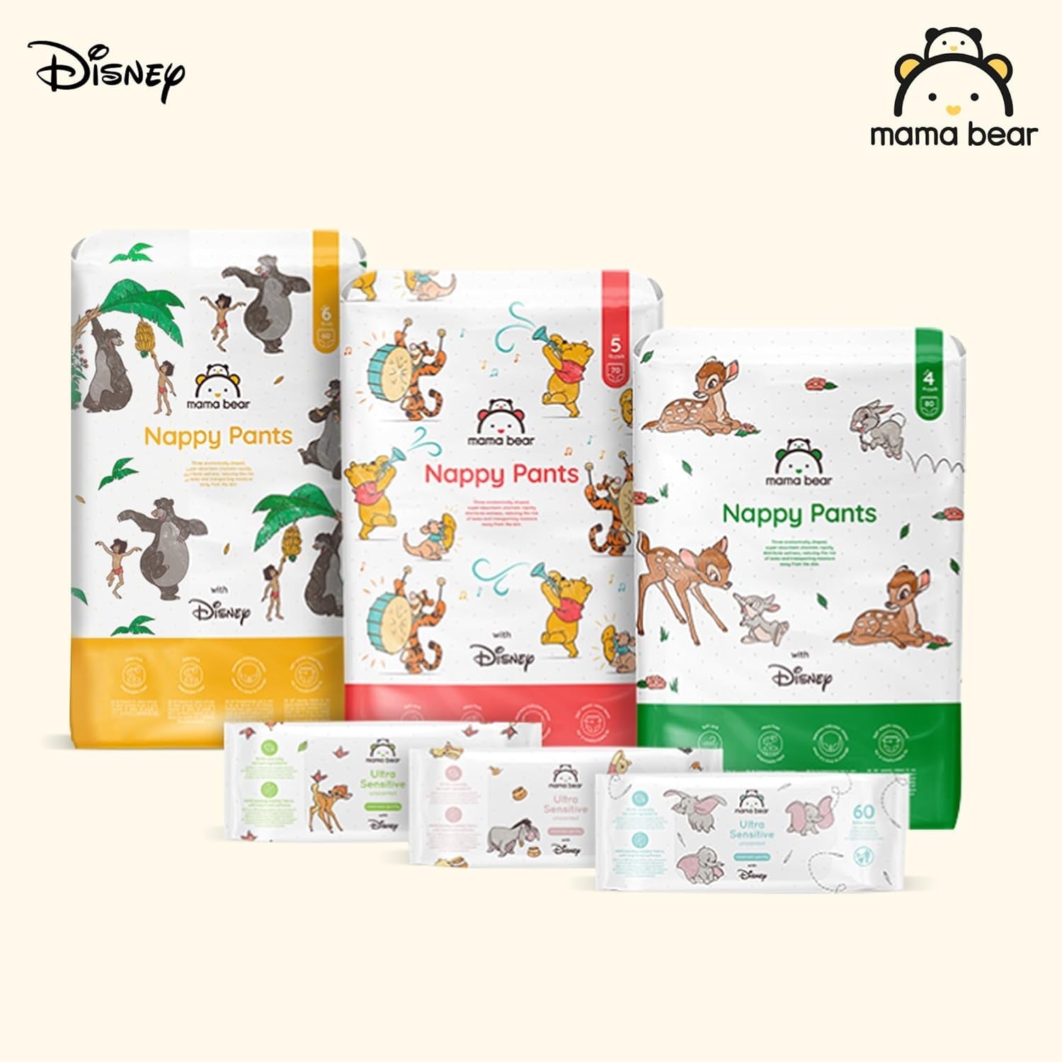 Marchio Amazon: Mama Bear Disney Taglia 6 (15+ kg) - Confezione mensile, Bianco, 120 pezzi (2 confezioni da 60)