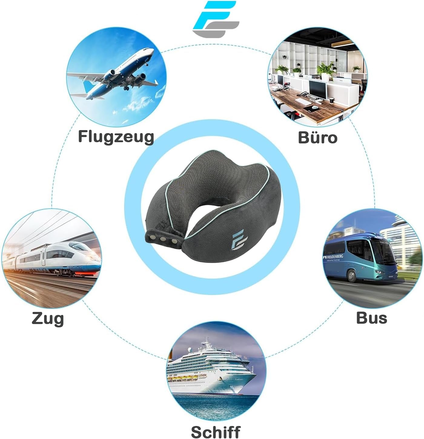 Cuscino collo aereo Flagshipper - cuscino collo adulto - cuscino collo auto - cuscino da viaggio in memory foam - lavabile con schienale stretto (velluto morbido e traspirante) - regolabile, grigio Naty Shop Cuscini ortopedici cervicali
