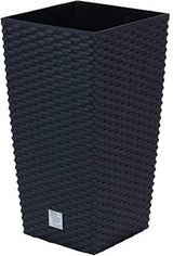Vasi/vasi effetto rattan Prosperplast con inserto | 32,5 x 32,5 x 61 cm | antracite | resistente alle intemperie e ai raggi UV | realizzato in plastica robusta | per interni ed esterni