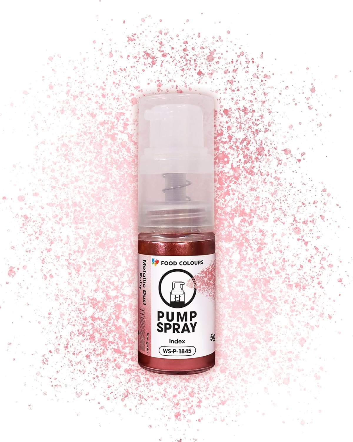 Spray alimentare glitter commestibile NEW SILVER SHIMMERING 5G pompa con polvere metallica per la decorazione rapida ed efficace di torte, creme, gelatine, praline, cioccolato e decorazioni di zucchero