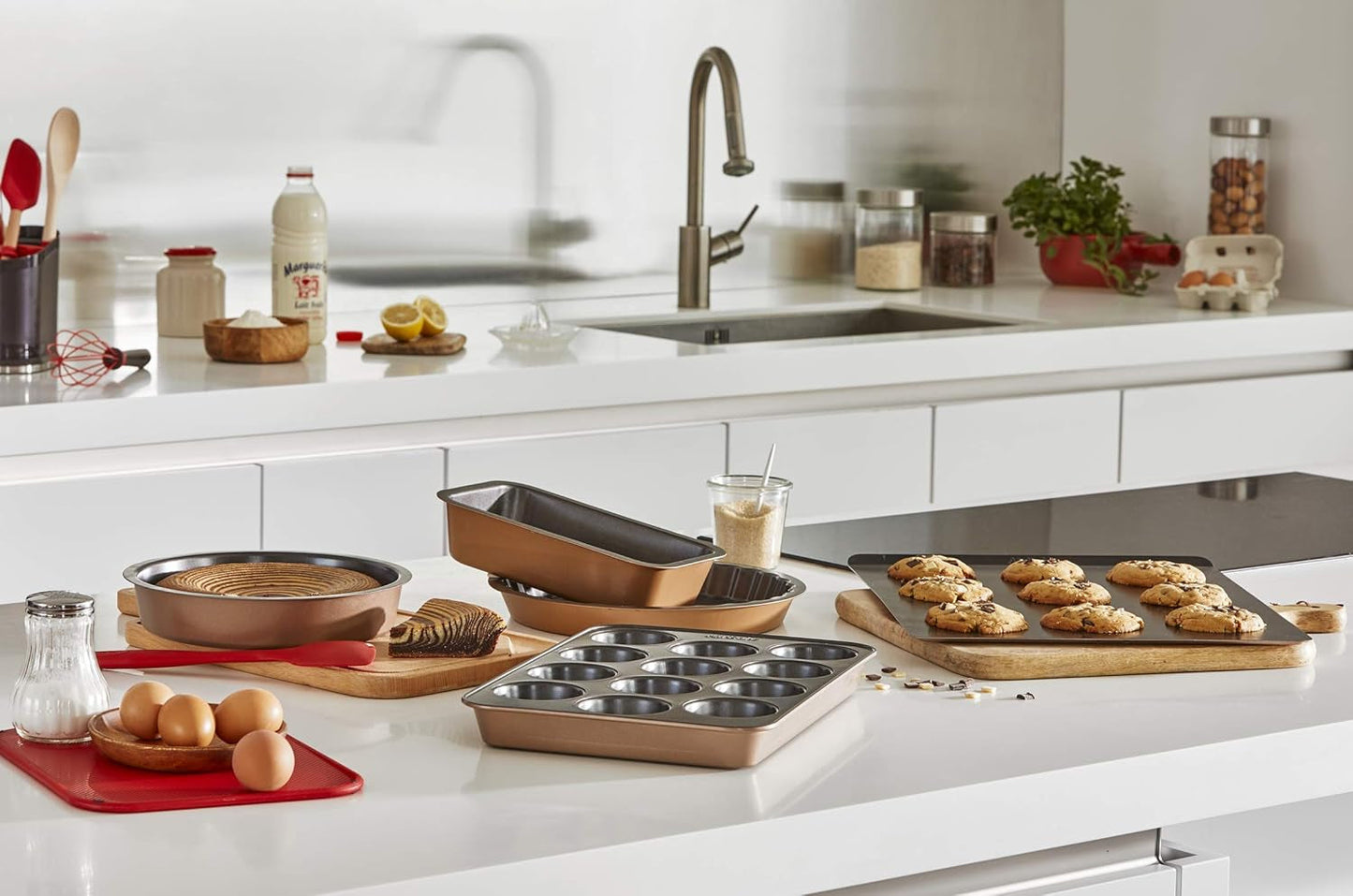 Tefal Airbake J2555014 Muffinform, Antihaftbeschichtung, Karbonstahl, Braun, 29 X 41 Cm Stampi e vassoi per cuocere Naty Shop