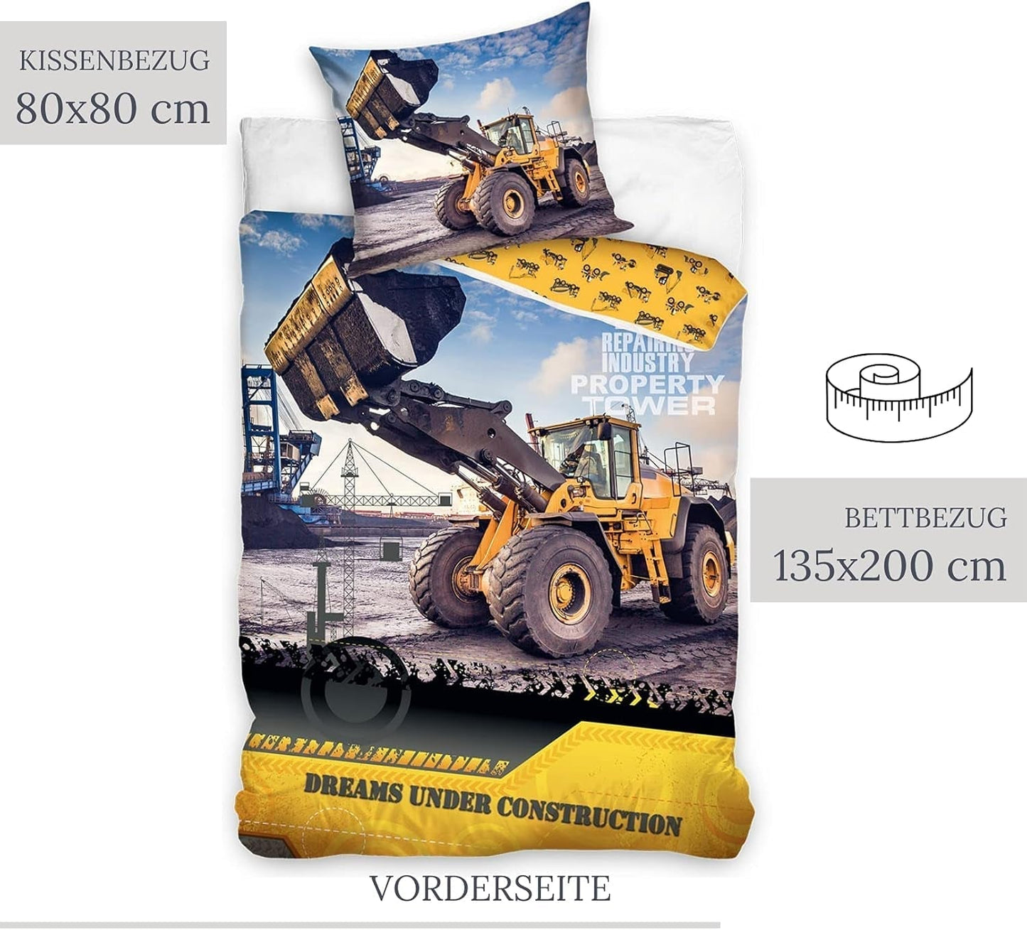 Biancheria da letto per bambini, escavatore, cotone Biancheria da letto - bambini Naty Shop
