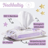 Salviette umidificate Millis Bamboo Baby Sensitive per la pelle delicata del bambino - 5 x 60 pezzi - Pulizia naturale, delicata e sostenibile - Salviette biodegradabili per neonati, senza plastica e senza alcool