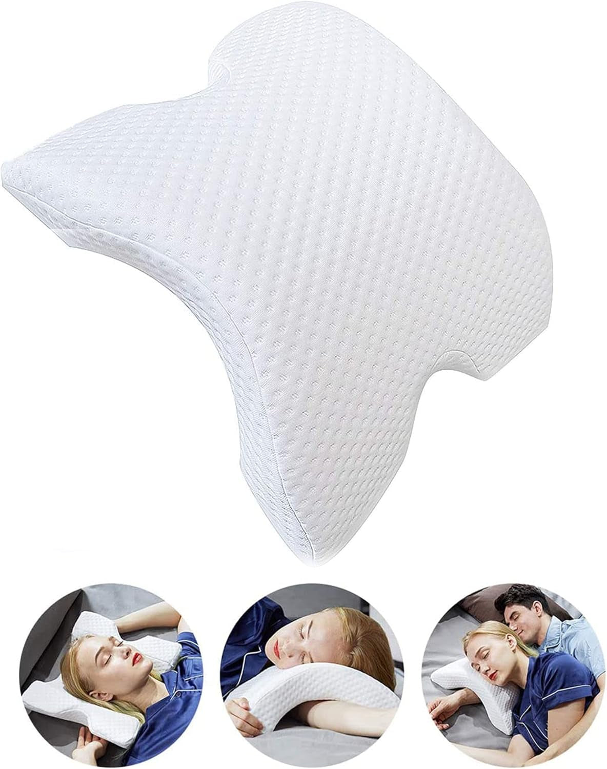 MINGZE Cuscino per Collo in Memory Foam Multifunzionale, Cuscino per Collo a Forma di U con Arco, Cuscino per Dormire a Rimbalzo Lento Cuscino per Pressione di Rimbalzo, Cuscino in Seta di Ghiaccio per Protezione di Mani e Collo Cuscini Ortopedici Cervicali Naty Shop Bianco
