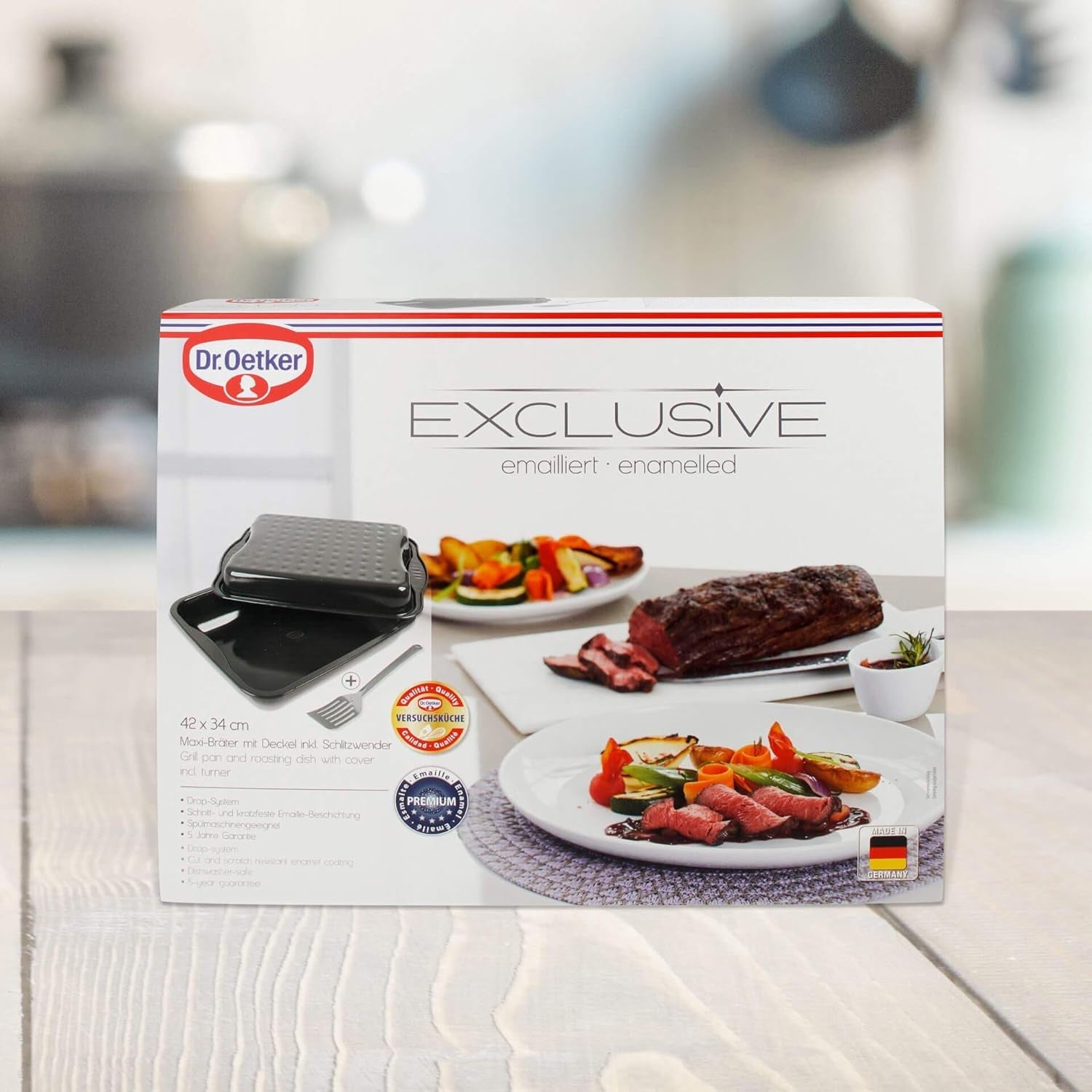 Dr. Oetker Friggitrice Maxi con coperchio in acciaio, pirofila quadrata Family per pollo e verdure Stampi e teglie da forno Naty Shop