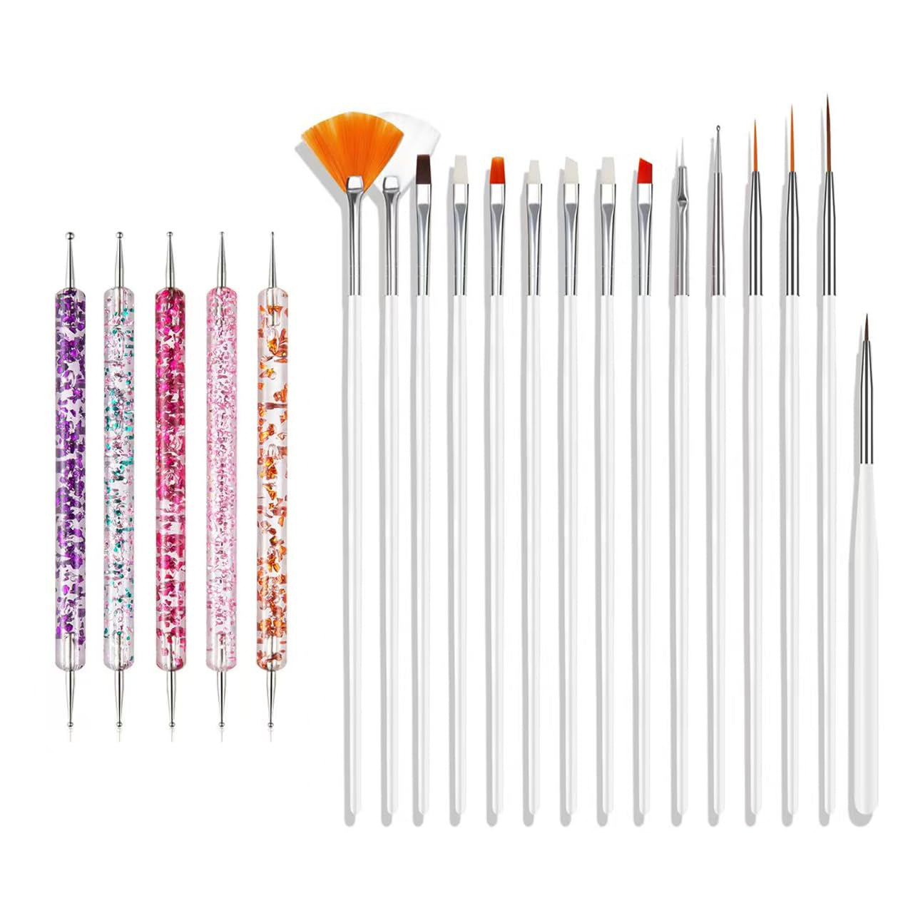 Set di spilli per nail art, 20 pezzi Nageldesign Malerei Pinsel, Pinsel professionali per nail art, Pinsel per nail art, rosa