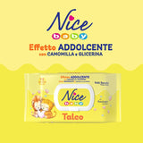 NICE Salviette umidificate per neonati 72 pezzi Con coperchio Talco Profumo Materiali naturali Pulizia delicata Bambino 1pz