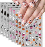 Nagelsticker Halloween, 8 Blätter Halloween Nagelsticker, Kürbis Nail Sticker, Nail Art, Nagel Charms, Nagel Zubehör, Nageldesign, Natale (tipo A)