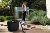 GF SRL, Aquapop Grey Limited Edition con tubo tessile autoestensibile da 25m Made in Italy, sacchetto in plastica morbida, ugelli e raccordi Lancia 8 per irrigazione giardino, grigio scuro