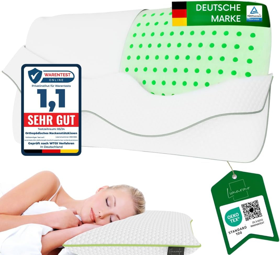 Cuscino ortopedico per supporto collo 80X40, 800X400 mm, cuscino viscoelastico, cuscino viscoelastico, cuscino, cuscino cervicale in memory foam, schiuma viscoelastica, sonno, bianco (710 x 420 x 120 mm) Naty Shop Cuscini ortopedici cervicali 710X420X120 mm