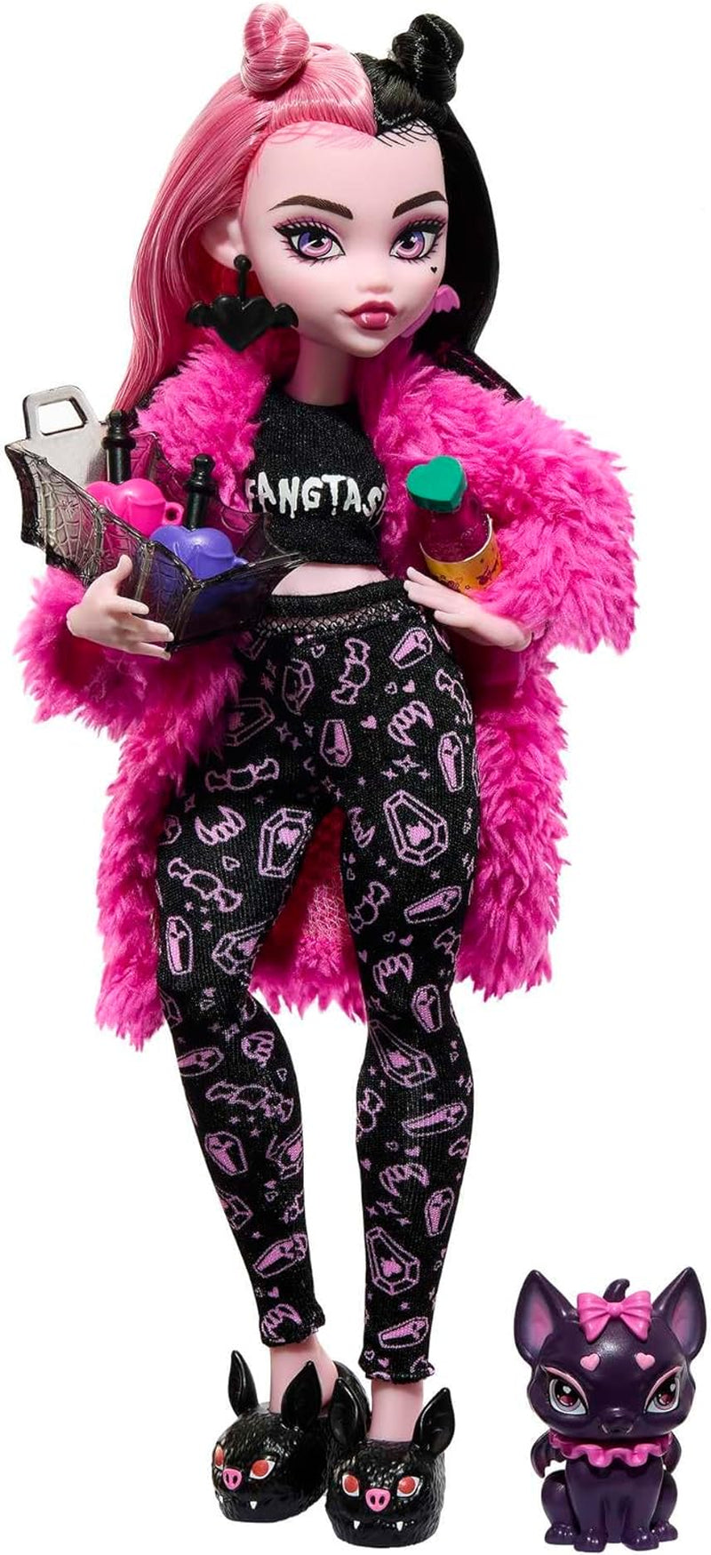 MONSTER HIGH Accessori per bambole e pigiama party Draculaura Bat Count Fabulous Doll Pet Creepover Party HPY66 Bambole Naty Shop Single
