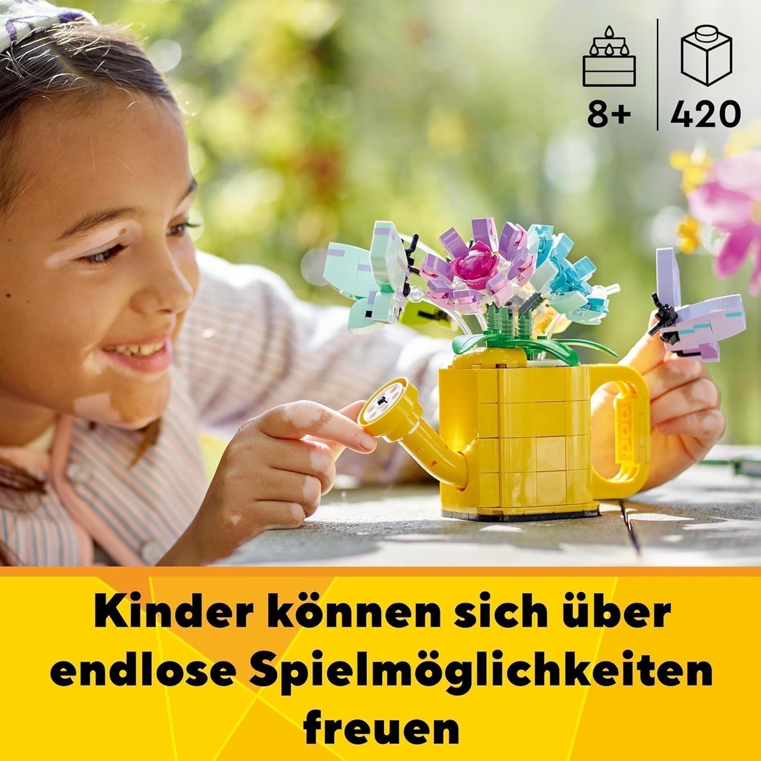 Set di irrigatori floreali 3 in 1 LEGO Creator, decorazione per la cameretta dei bambini, costruisci un irrigatore con un mazzo di fiori, stivali di gomma o 2 uccellini giocattolo, regalo creativo per ragazze e ragazzi di 8 anni 31149 Set da costruzione Besuche den LEGO-Store