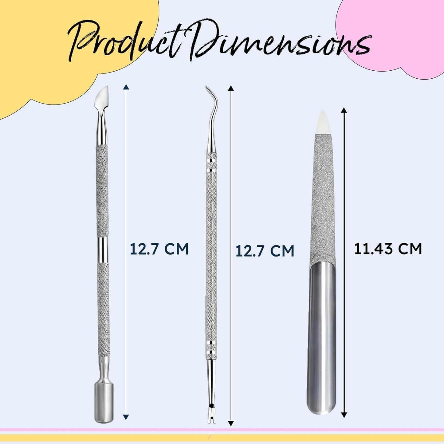ARMIZ Set di 4 pinze e spingi cuticole, set di strumenti professionali per la rimozione delle cuticole, pinze multiuso per manicure e pedicure in acciaio inossidabile