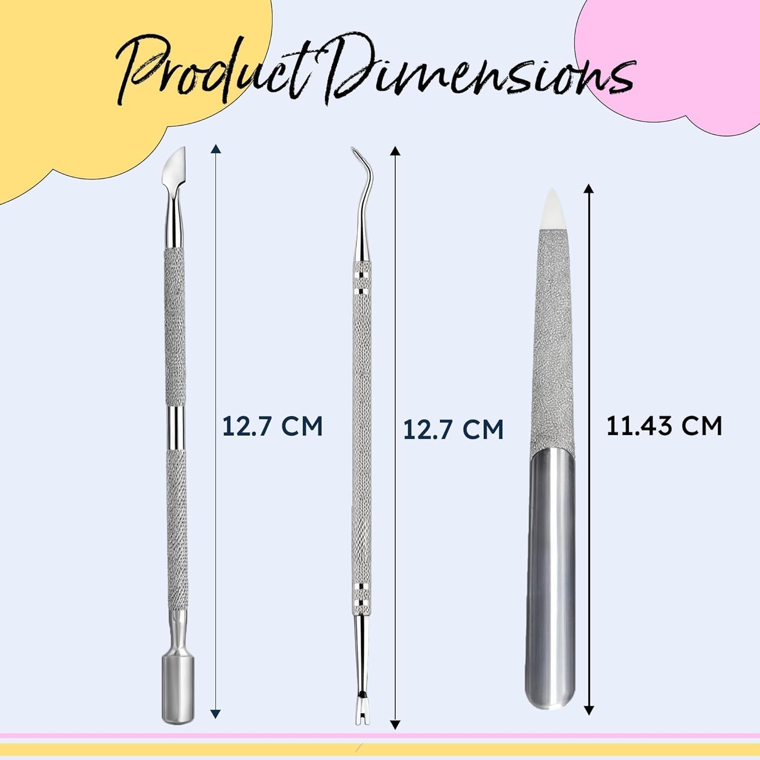ARMIZ Set di 4 pinze e spingi cuticole, set di strumenti professionali per la rimozione delle cuticole, pinze multiuso per manicure e pedicure in acciaio inossidabile