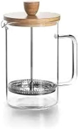 Caffettiera francese, Pressa per caffè, Caffettiera a stantuffo, Caffettiera con filtro francese, 3 tazze, 0,35 L, Acciaio e legno