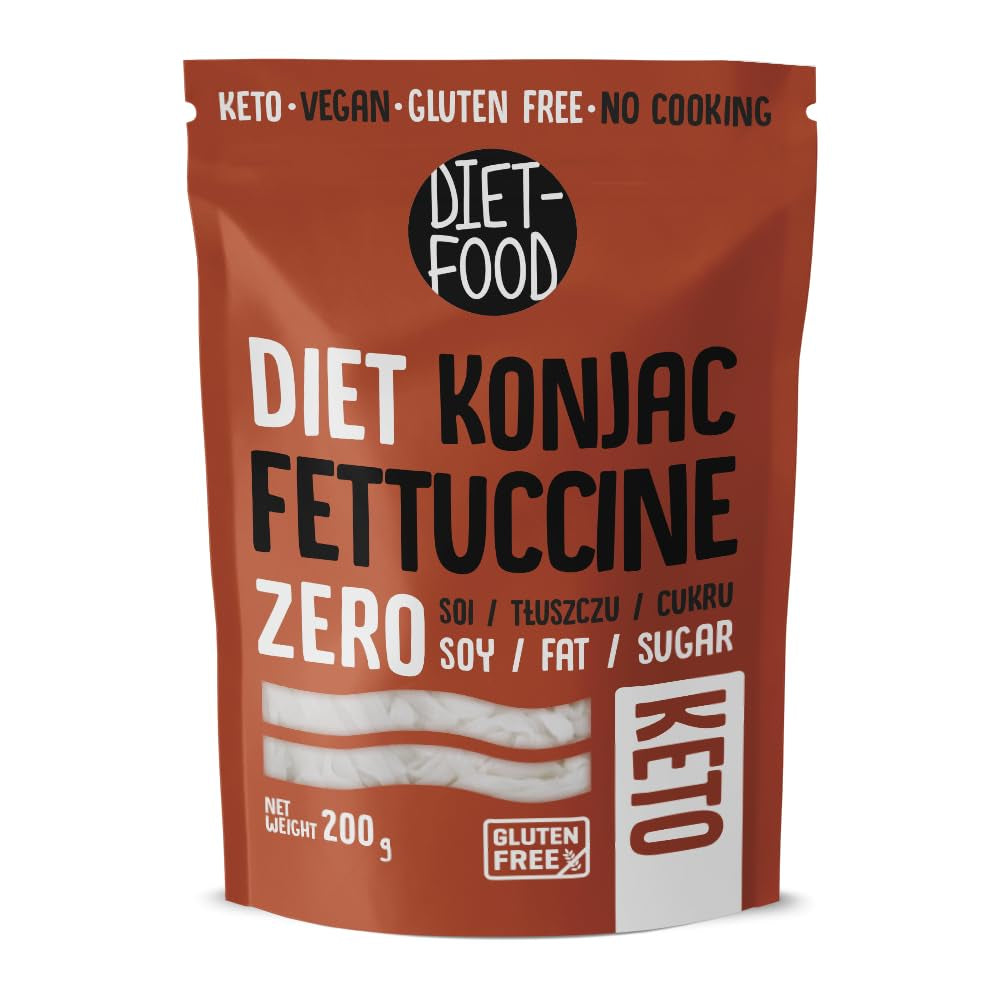 Tagliatelle Shirataki DIET-FOOD Tagliatelle Konjac a basso contenuto di carboidrati e a basso contenuto calorico Alimenti vegani Senza grassi Senza soia Senza glutine Tagliatelle dietetiche solubili in acqua a basso contenuto calorico 200 grammi