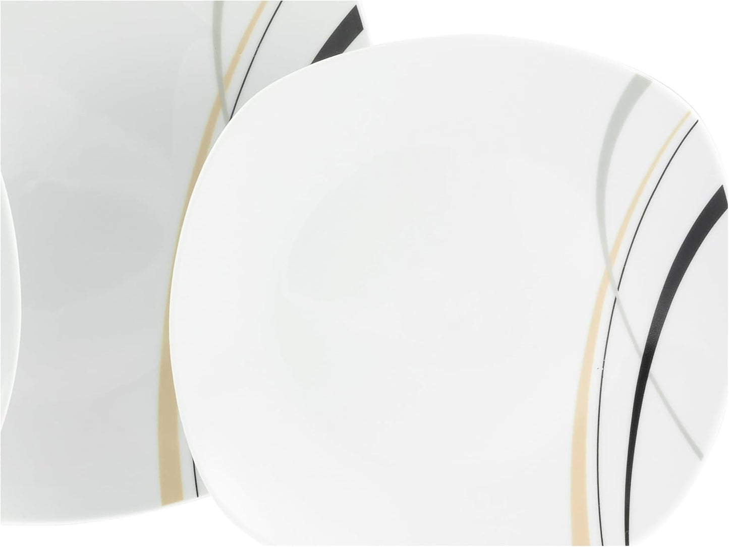 CreaTable 24029 Square City Line Series Set di stoviglie in porcellana per 6 persone, 12 pezzi, lavabile in lavastoviglie e adatto al microonde, produzione di qualità