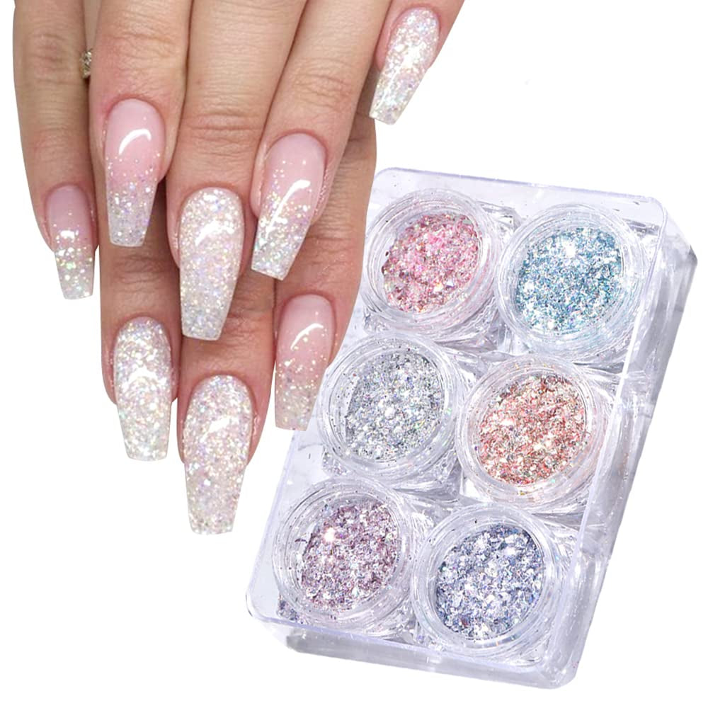 GZSY Nail Art Strasssteine ​​​​Nagel Perle Weiß 12Raster Nagel Charms Nageldesign Zubehör Perle Nail Art