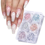 GZSY Nail Art Strasssteine ​​​​Nagel Perle Weiß 12Raster Nagel Charms Nageldesign Zubehör Perle Nail Art