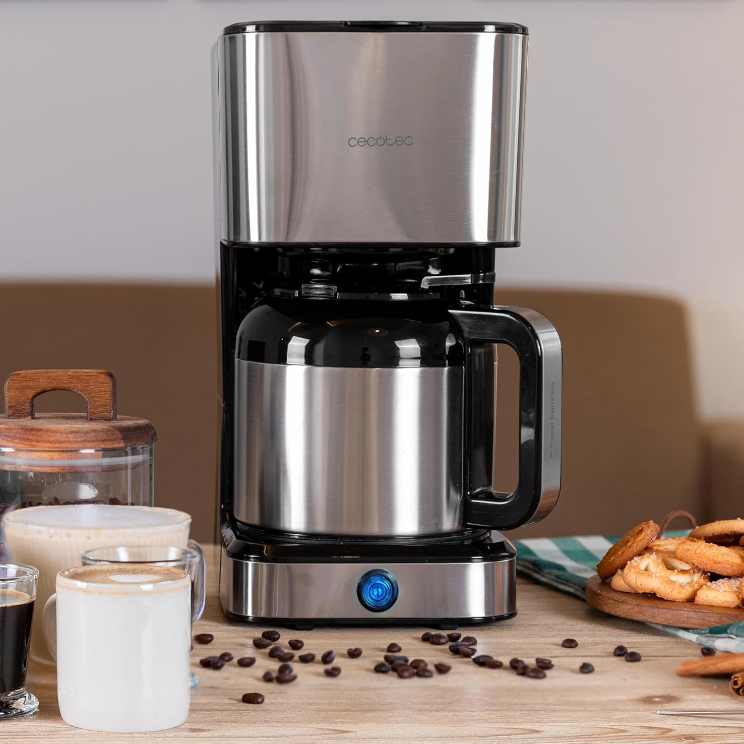 Caffettiera a goccia Cecotec Coffee 66 Drop & Thermo, 950 W, 1,2 L, 10 tazze, tecnologia ExtremeAroma, funzione antigoccia, indicatore del livello dell'acqua, filtro principale riutilizzabile, protezione dal surriscaldamento