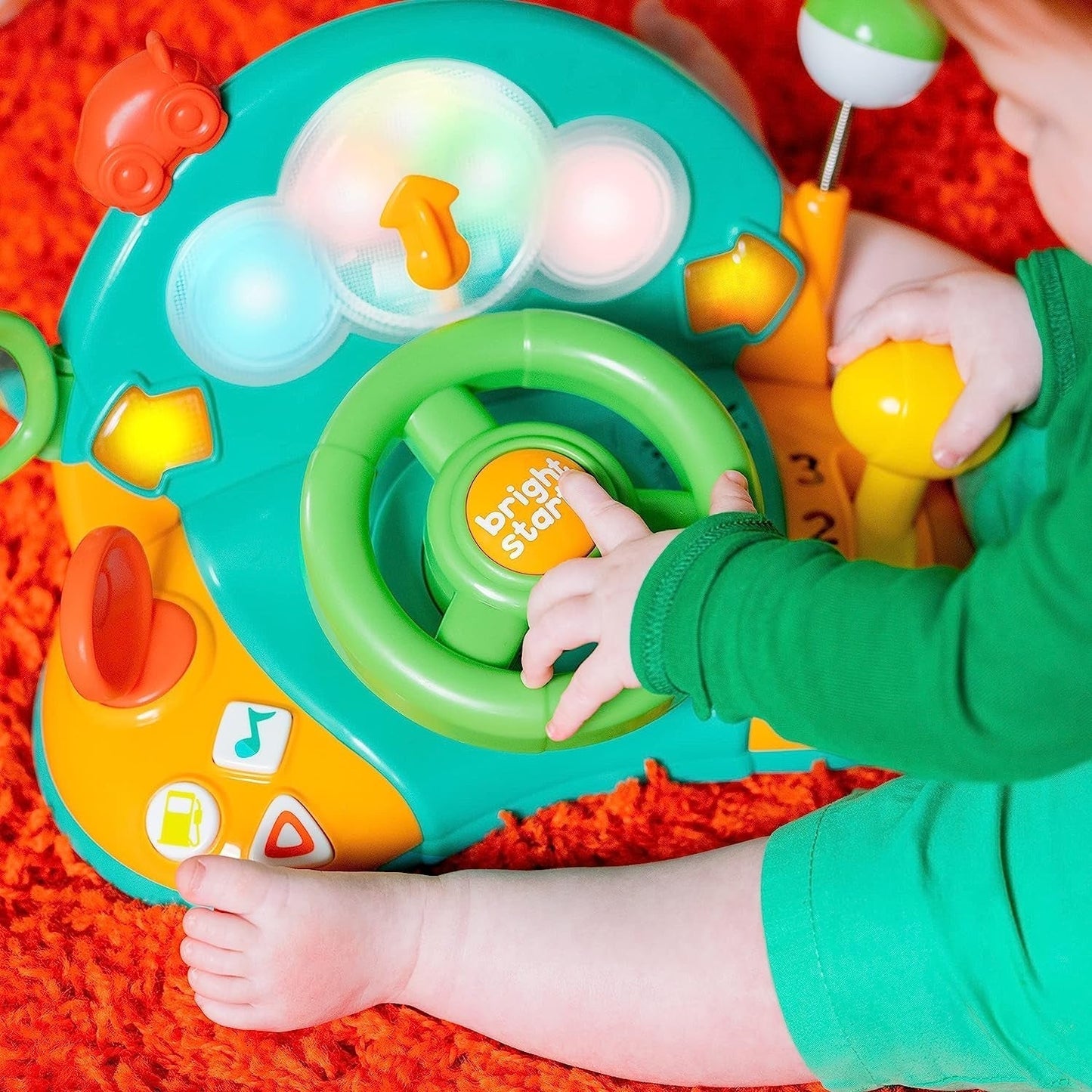 Bright Starts, volante giocattolo, conducente luci e colori, con musica, rumori dell'auto, indicatori, leva del cambio e altro ancora Bebe Naty Shop Toys