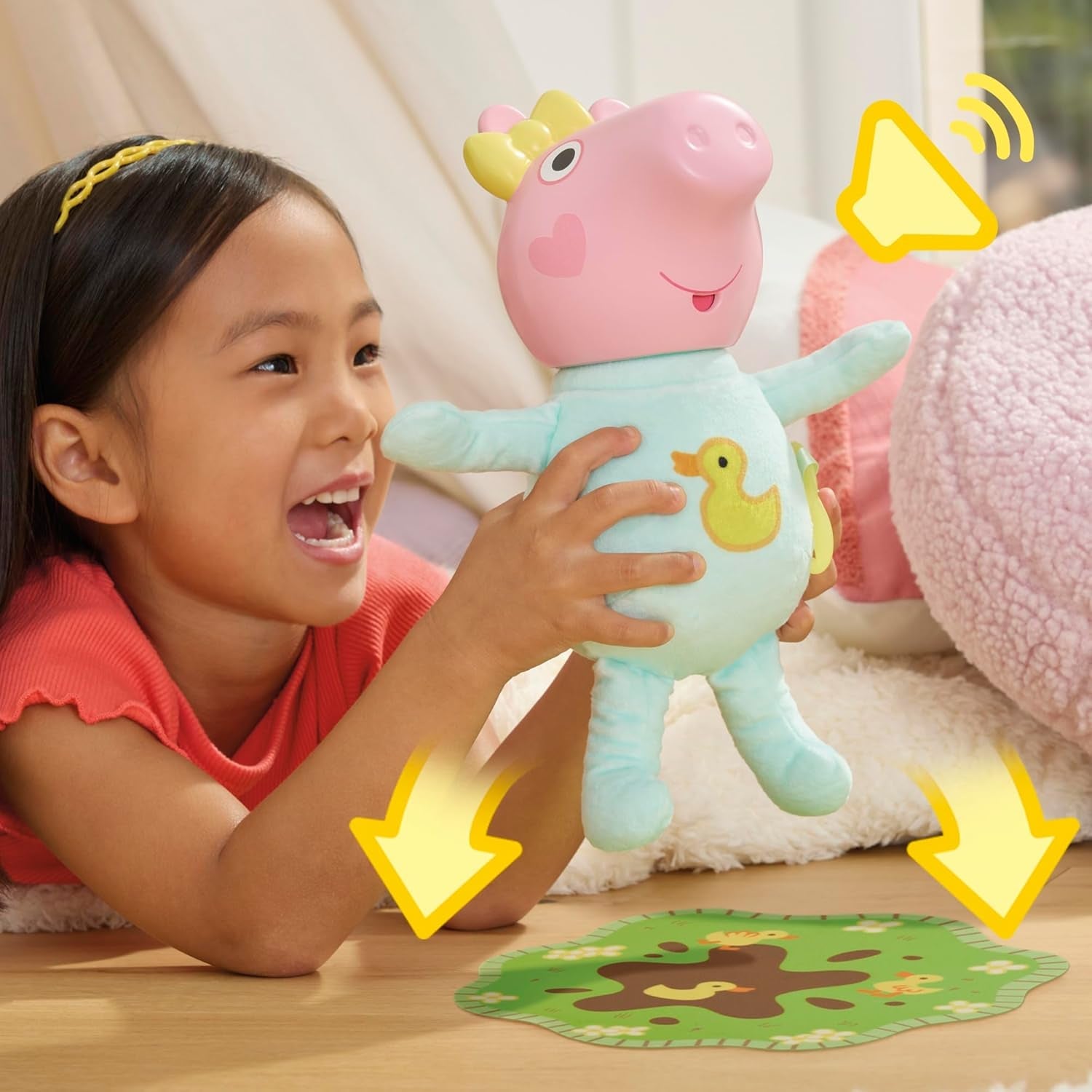 Peppa Pig bambola interattiva Evie da 28 cm con 20 suoni e molte funzioni, set di giocattoli per bambini dai 3 anni in su
