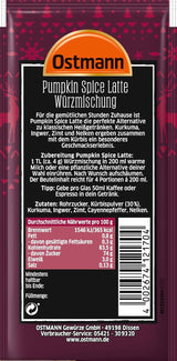 Ostmann Gewürze – Pumpkin Spice Latte Würzmischung, zum Einrühren in Milk mit Kaffee oder Espresso, mit Kürbispulver, 16 g im Beutel (Verpackungsdesign kann abweichen)
